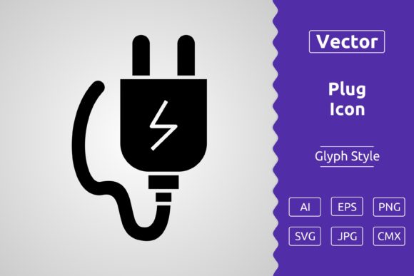 Plug Glyph Icon for Modern Graphics
