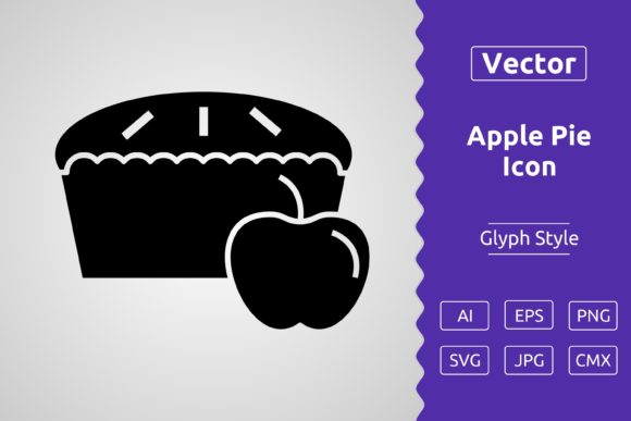 Vector Apple Pie Glyph Icon Graphics