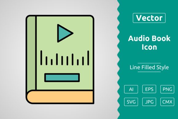 Vector Audio Book Filled Outline Icon Graphics