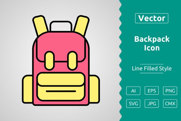Vector Backpack Filled Outline Icon for Modern Design