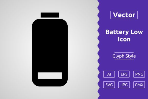 Vector Battery Low Glyph Icon for Modern Branding
