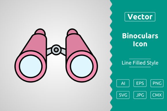 Vector Binoculars Filled Outline Icon: A Modern Graphic Design Asset