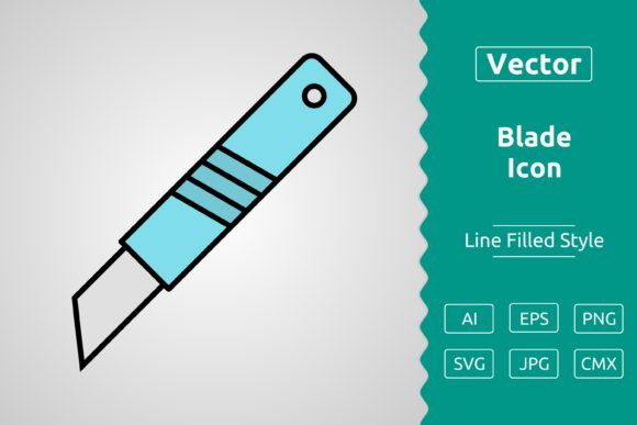 Vector Blade Filled Outline Icon: A Graphic Design Asset for Modern Branding
