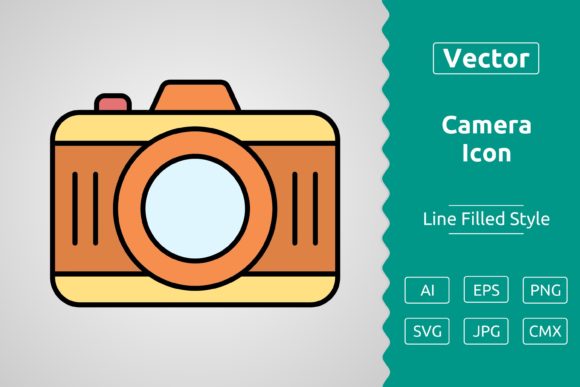 Vector Camera Filled Outline Icon Graphics