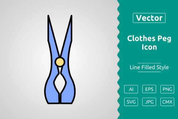 Vector Clothes Peg Filled Outline Icon