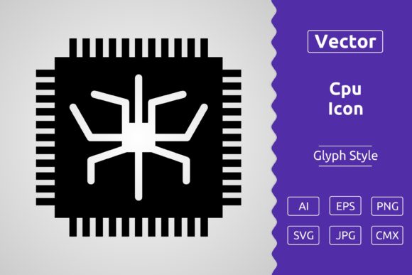 Vector Cpu Glyph Icon for Modern Graphics