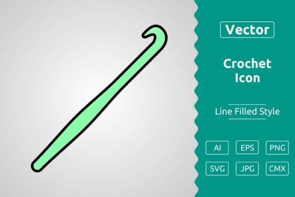 Vector Crochet Filled Outline Icon Graphics
