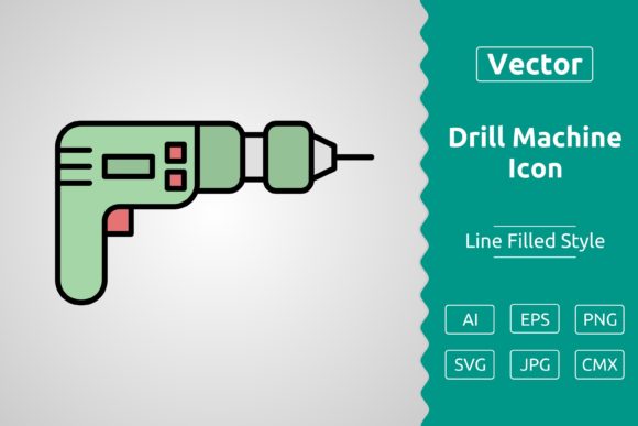 Vector Drill Machine Filled Outline Icon