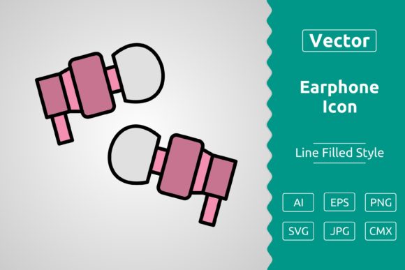 Vector Earphone Filled Outline Icon Graphics