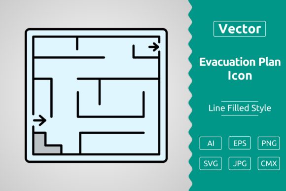 Vector Evacuation Plan Filled Outline I Graphics