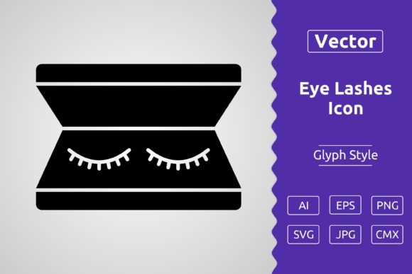 Vector Eye Lashes Glyph Icon Graphics