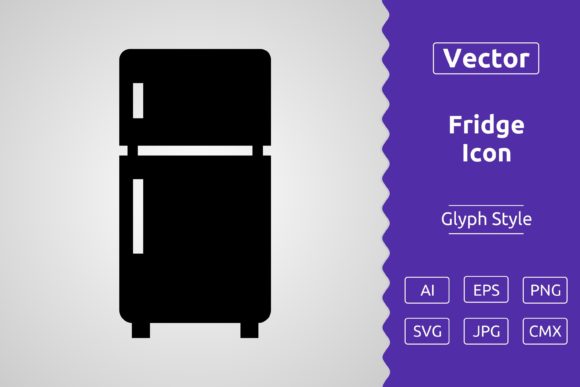 Vector Fridge Glyph Icon for Modern Graphics