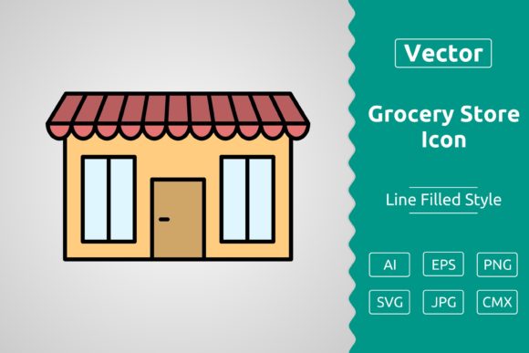 Vector Grocery Store Filled Outline Icon