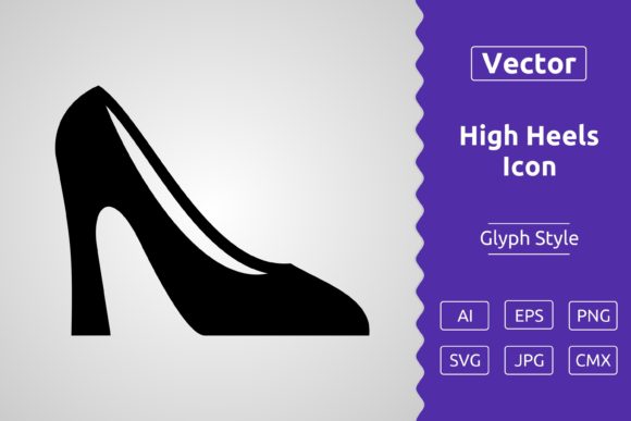Vector High Heels Glyph Icon Graphics