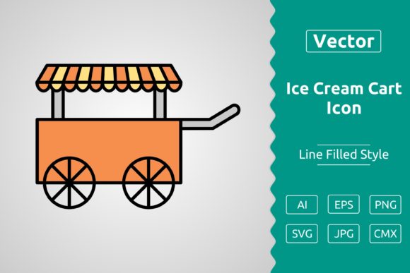 Vector Ice Cream Cart Filled Outline Ico for Modern Branding