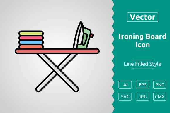 Vector Ironing Board Filled Outline Icon for Modern Graphics