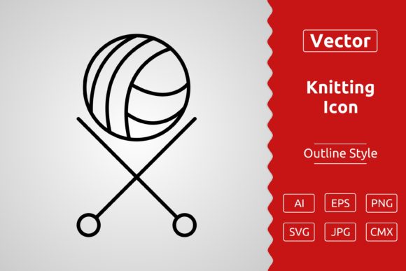 Vector Knitting Outline Icon Graphics