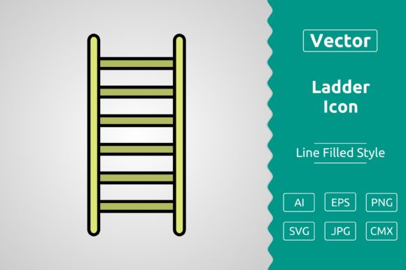 Vector Ladder Filled Outline Icon Graphics