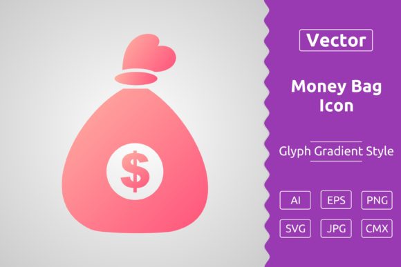 Vector Money Bag Gradient Icon Graphics