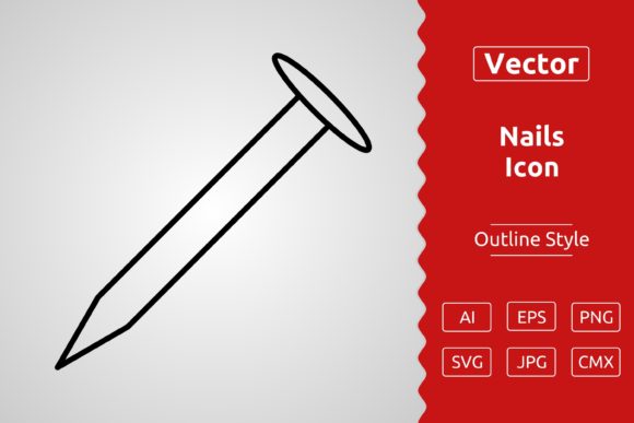 Vector Nails Outline Icon Graphics