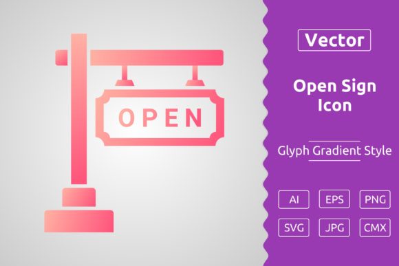 Vector Open Sign Gradient Icon Graphics