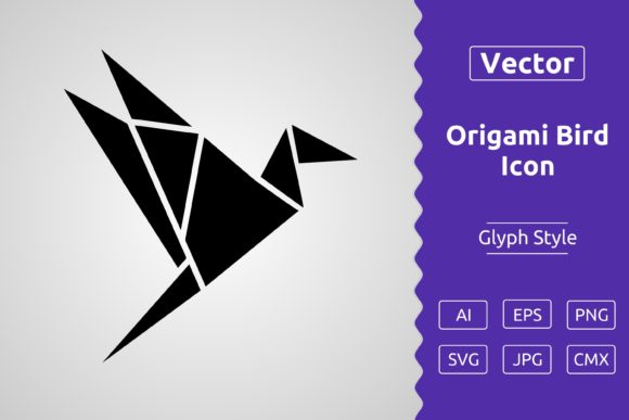Vector Origami Bird Glyph Icon Graphics