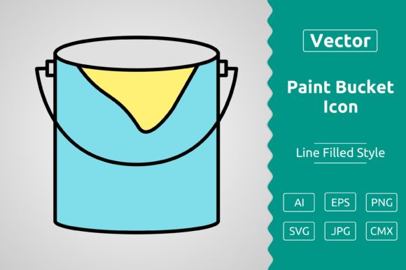 Vector Paint Bucket Filled Outline Icon for Modern Branding