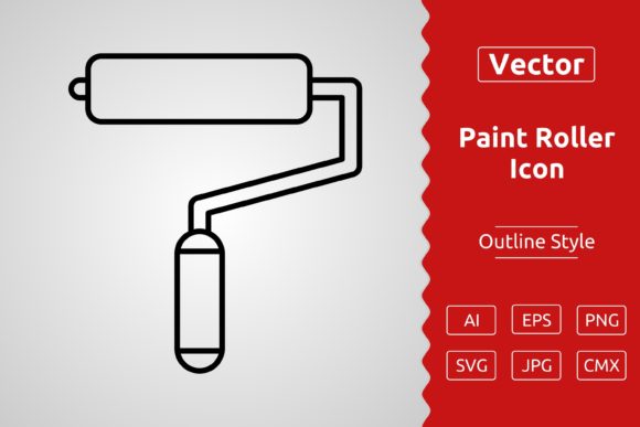 Vector Paint Roller Outline Icon for Graphics and Branding