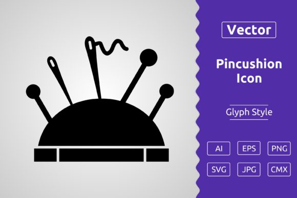 Vector Pincushion Glyph Icon for Modern Design