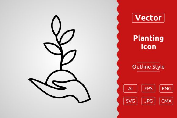 Vector Planting Outline Icon Graphics