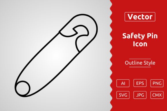 Vector Safety Pin Outline Icon Graphics