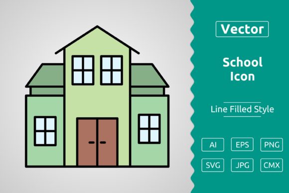 Vector School Filled Outline Icon Graphics