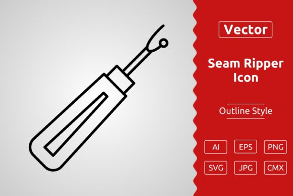 Vector Seam Ripper Outline Icon Graphics