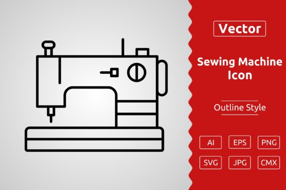 Vector Sewing Machine Outline Icon Graphics