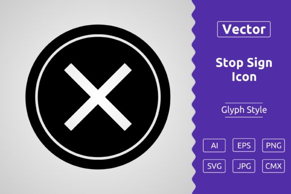 Vector Stop Sign Glyph Icon Graphics
