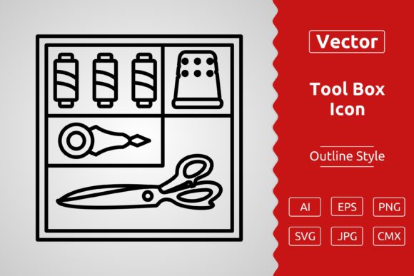 Vector Tool Box Outline Icon Graphics