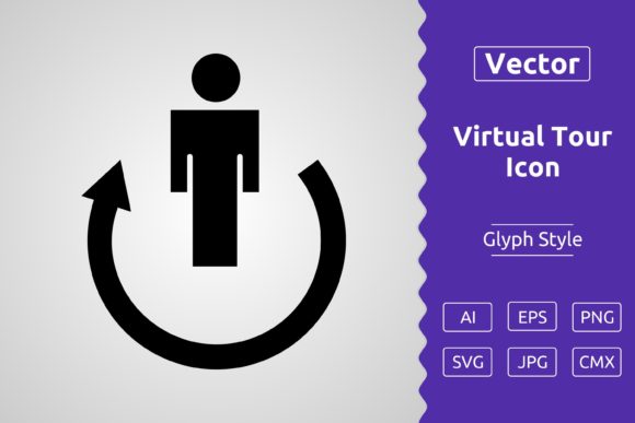 Vector Virtual Tour Glyph Icon for Modern Branding