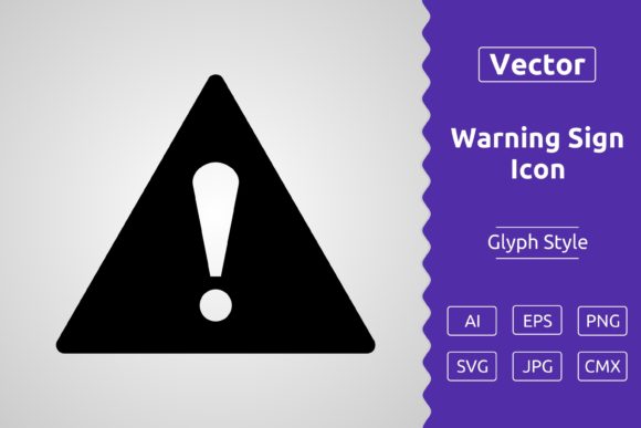 Vector Warning Sign Glyph Icon for Modern Graphics