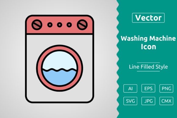 Vector Washing Machine Filled Outline Ic