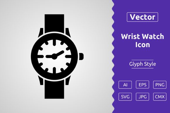 Vector Wrist Watch Glyph Icon Graphics