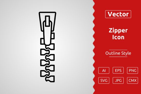 Vector Zipper Outline Icon for Modern Branding